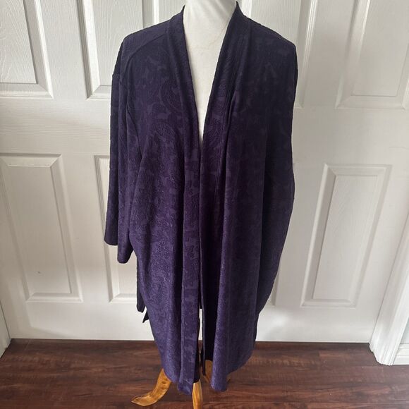 Catherines Jackets & Blazers - Catherines Anywhere Womens Open Cardigan Plus 5X Purple Burnout Paisley Travel